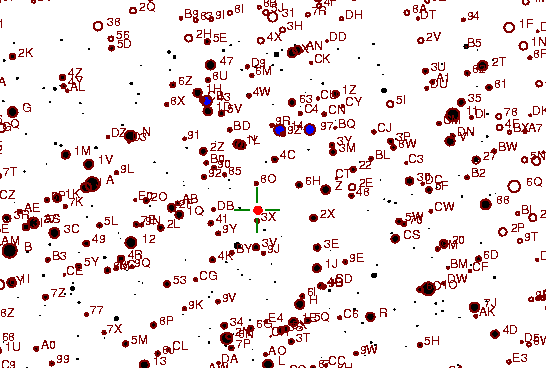 Identification sketch for variable star RU-AQL (RU AQUILAE) on the night of JD2453237.