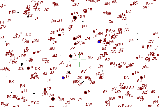 Identification sketch for variable star RU-HER (RU HERCULIS) on the night of JD2453237.