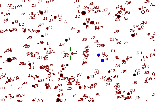 Identification sketch for variable star RV-HER (RV HERCULIS) on the night of JD2453237.