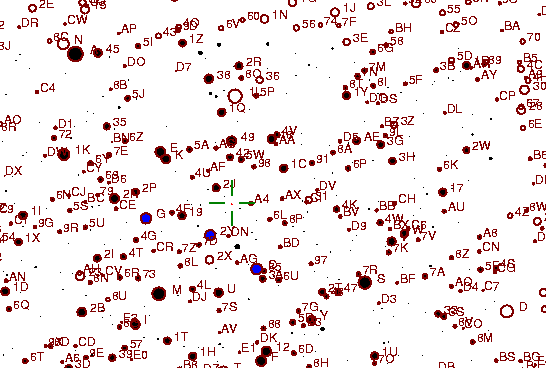 Identification sketch for variable star TU-CYG (TU CYGNI) on the night of JD2453237.