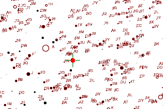 Identification sketch for variable star U-SER (U SERPENTIS) on the night of JD2453237.