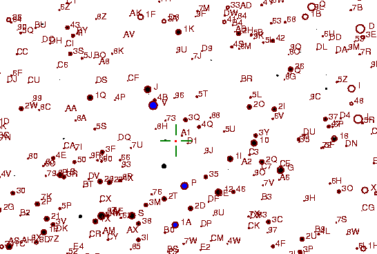 Identification sketch for variable star V-DRA (V DRACONIS) on the night of JD2453237.