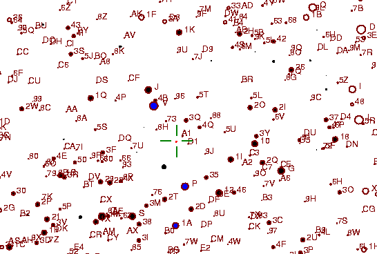 Identification sketch for variable star V-DRA (V DRACONIS) on the night of JD2453237.