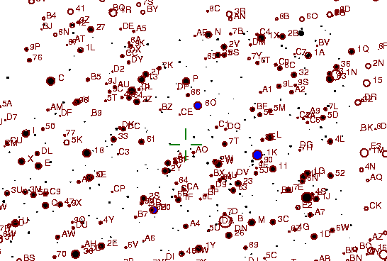 Identification sketch for variable star V1493-AQL (V1493 AQUILAE) on the night of JD2453237.