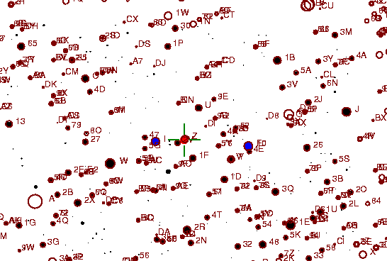 Identification sketch for variable star XZ-CYG (XZ CYGNI) on the night of JD2453237.