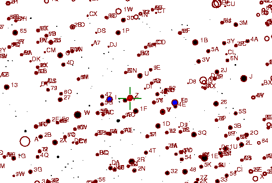 Identification sketch for variable star XZ-CYG (XZ CYGNI) on the night of JD2453237.
