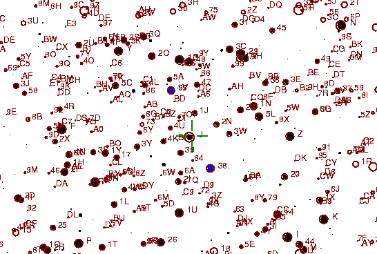 Identification sketch for variable star AU-CYG (AU CYGNI) on the night of JD2453262.