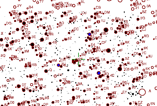 Identification sketch for variable star AW-SGE (AW SAGITTAE) on the night of JD2453262.