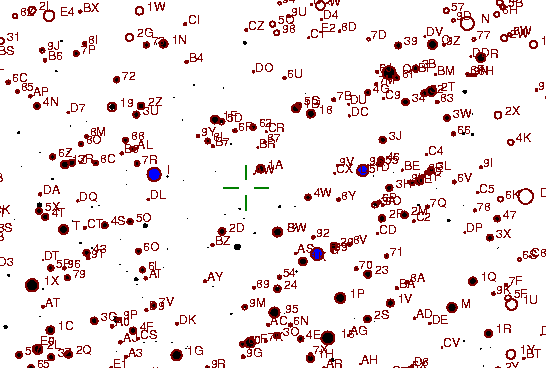 Identification sketch for variable star AZ-DEL (AZ DELPHINI) on the night of JD2453262.