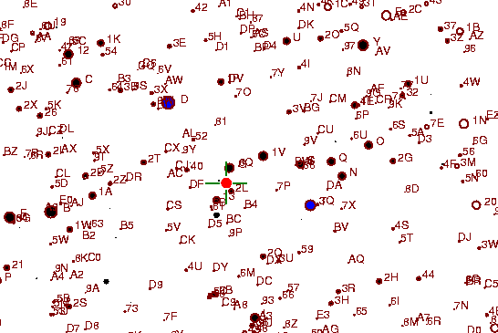 Identification sketch for variable star BG-HER (BG HERCULIS) on the night of JD2453262.