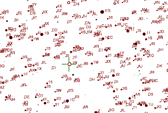 Identification sketch for variable star EK-AQL (EK AQUILAE) on the night of JD2453262.