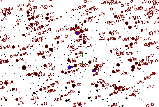 Identification sketch for variable star LX-CYG (LX CYGNI) on the night of JD2453262.