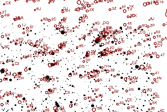 Identification sketch for variable star MU-AQL (MU AQUILAE) on the night of JD2453262.