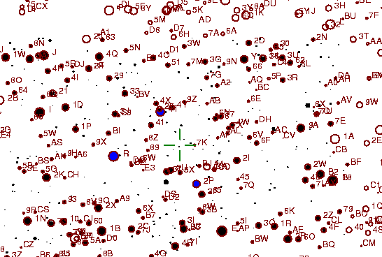 Identification sketch for variable star QU-VUL (QU VULPECULAE) on the night of JD2453262.