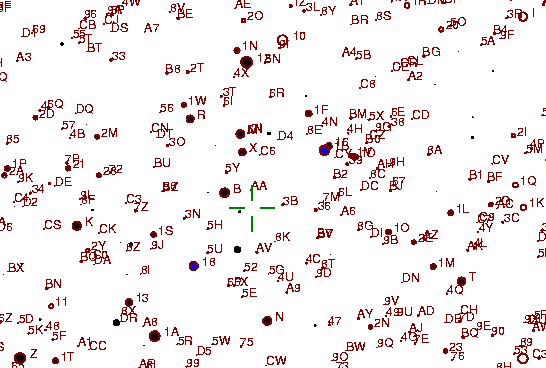 Identification sketch for variable star RU-HER (RU HERCULIS) on the night of JD2453262.