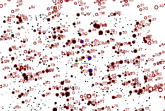 Identification sketch for variable star RU-SGE (RU SAGITTAE) on the night of JD2453262.