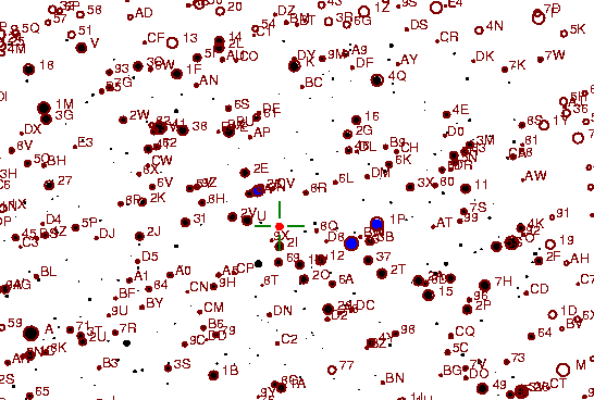 Identification sketch for variable star RY-OPH (RY OPHIUCHI) on the night of JD2453262.