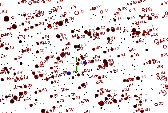 Identification sketch for variable star RZ-VUL (RZ VULPECULAE) on the night of JD2453262.