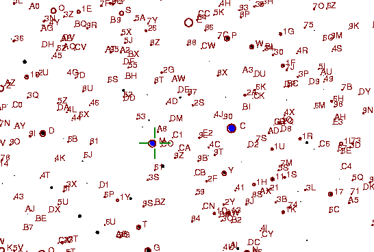 Identification sketch for variable star SX-OPH (SX OPHIUCHI) on the night of JD2453262.