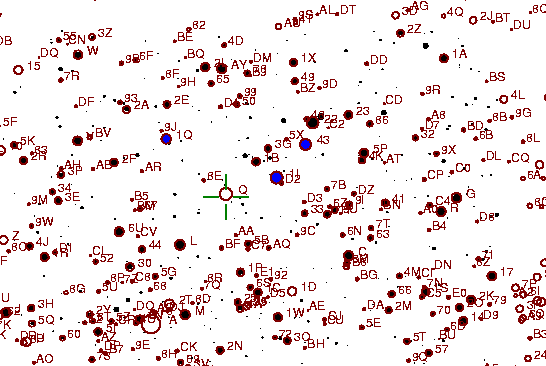 Identification sketch for variable star TU-AQL (TU AQUILAE) on the night of JD2453262.