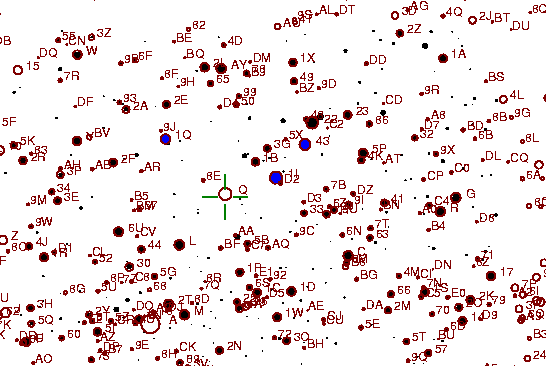 Identification sketch for variable star TU-AQL (TU AQUILAE) on the night of JD2453262.