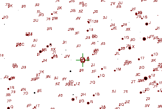 Identification sketch for variable star U-CRB (U CORONAE BOREALIS) on the night of JD2453262.