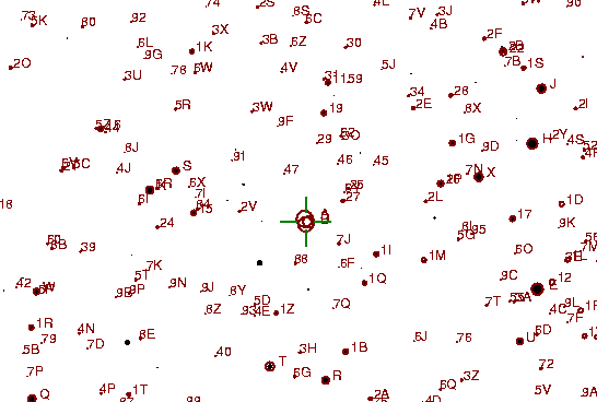 Identification sketch for variable star U-CRB (U CORONAE BOREALIS) on the night of JD2453262.