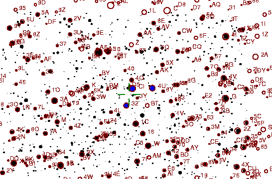 Identification sketch for variable star UV-SGE (UV SAGITTAE) on the night of JD2453262.
