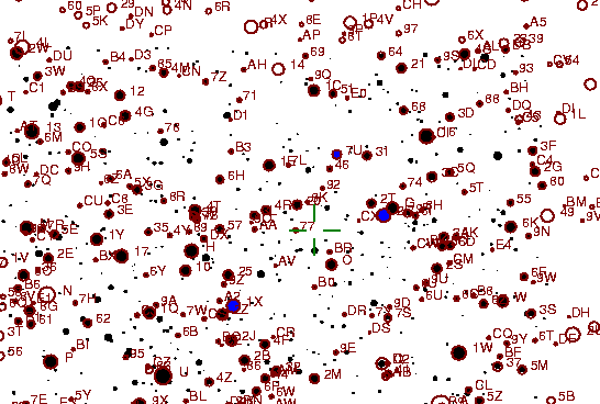 Identification sketch for variable star V-SGE (V SAGITTAE) on the night of JD2453262.