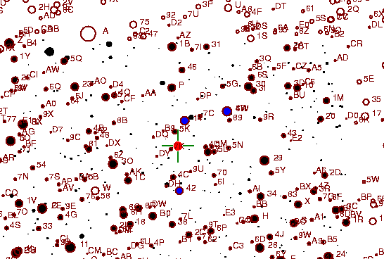 Identification sketch for variable star V-VUL (V VULPECULAE) on the night of JD2453262.