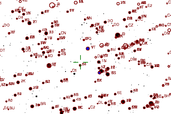 Identification sketch for variable star V1113-CYG (V1113 CYGNI) on the night of JD2453262.