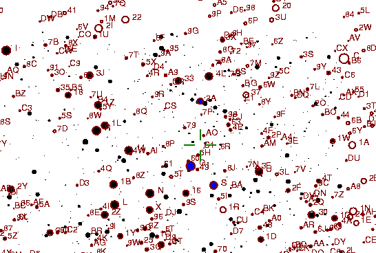 Identification sketch for variable star V1251-CYG (V1251 CYGNI) on the night of JD2453262.