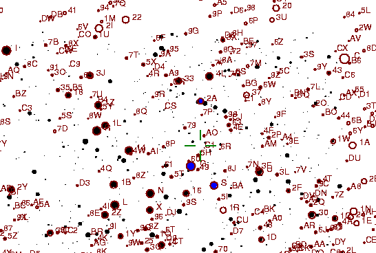 Identification sketch for variable star V1251-CYG (V1251 CYGNI) on the night of JD2453262.