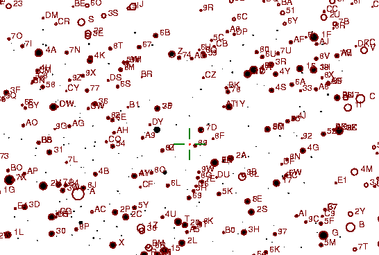 Identification sketch for variable star V1316-CYG (V1316 CYGNI) on the night of JD2453262.