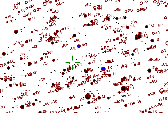 Identification sketch for variable star V1493-AQL (V1493 AQUILAE) on the night of JD2453262.
