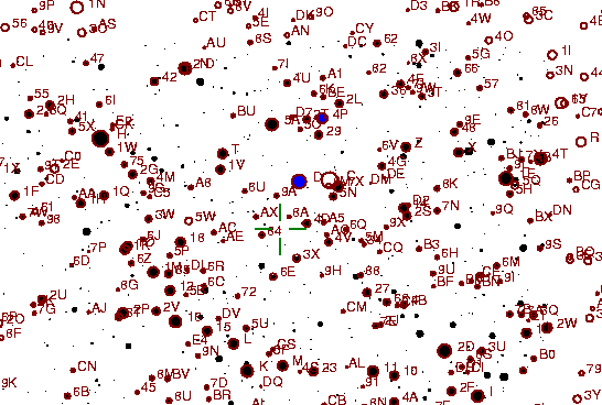 Identification sketch for variable star V1974-CYG (V1974 CYGNI) on the night of JD2453262.