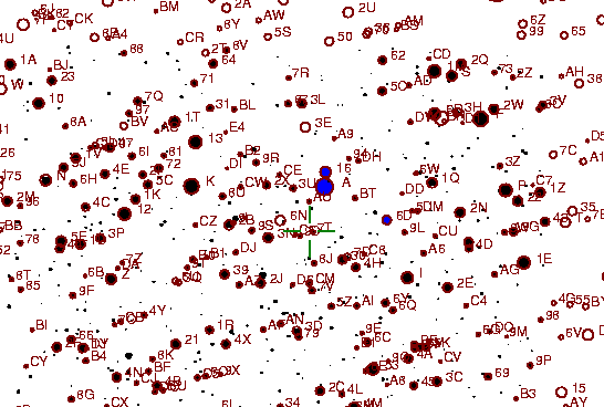 Identification sketch for variable star WZ-SGE (WZ SAGITTAE) on the night of JD2453262.