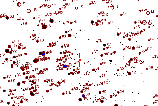Identification sketch for variable star Z-DEL (Z DELPHINI) on the night of JD2453262.