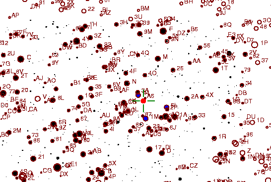 Identification sketch for variable star ZZ-CYG (ZZ CYGNI) on the night of JD2453262.