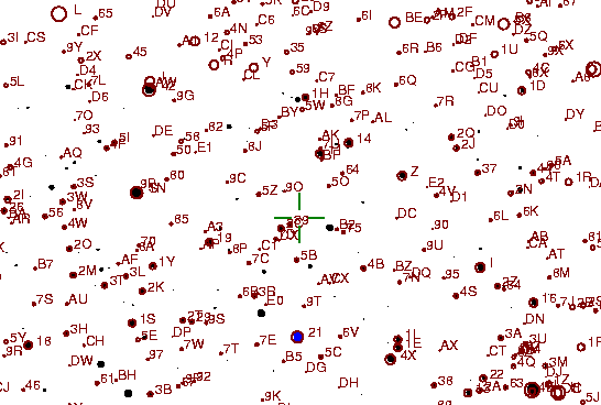 Identification sketch for variable star AO-LYR (AO LYRAE) on the night of JD2453304.