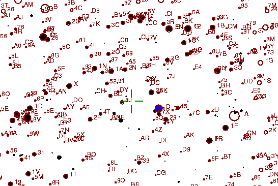 Identification sketch for variable star CH-CYG (CH CYGNI) on the night of JD2453304.