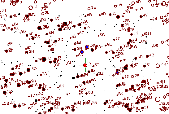 Identification sketch for variable star CV-LYR (CV LYRAE) on the night of JD2453304.