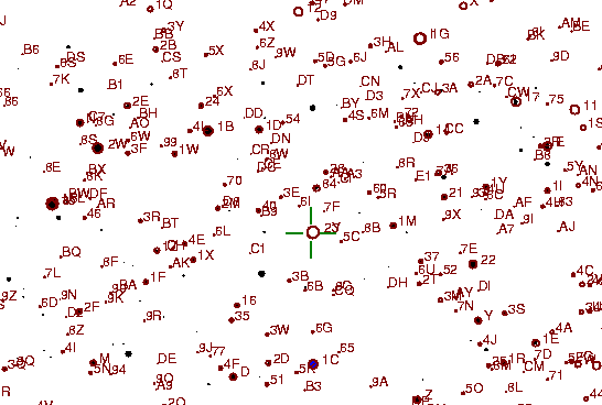 Identification sketch for variable star EK-AQL (EK AQUILAE) on the night of JD2453304.
