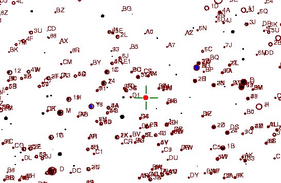 Identification sketch for variable star EV-PEG (EV PEGASI) on the night of JD2453304.