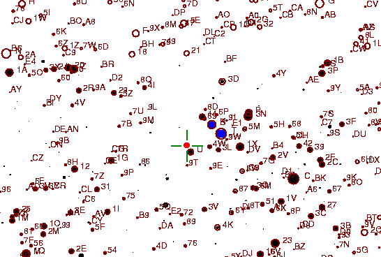 Identification sketch for variable star EW-LYR (EW LYRAE) on the night of JD2453304.