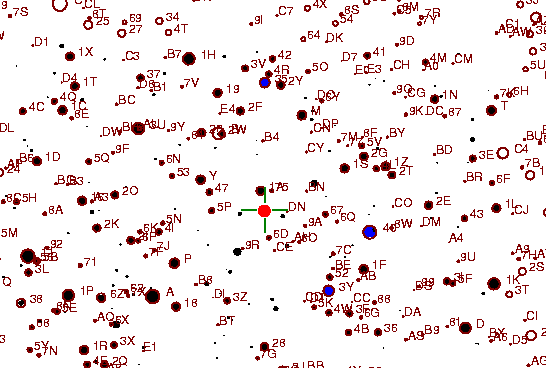 Identification sketch for variable star FL-LYR (FL LYRAE) on the night of JD2453304.