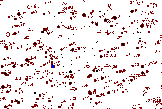 Identification sketch for variable star HR-LYR (HR LYRAE) on the night of JD2453304.