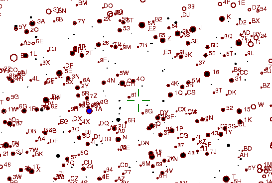 Identification sketch for variable star HR-LYR (HR LYRAE) on the night of JD2453304.