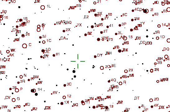 Identification sketch for variable star R-LYR (R LYRAE) on the night of JD2453304.