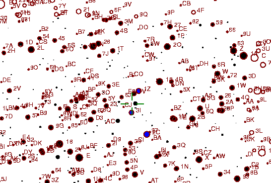 Identification sketch for variable star RX-LYR (RX LYRAE) on the night of JD2453304.